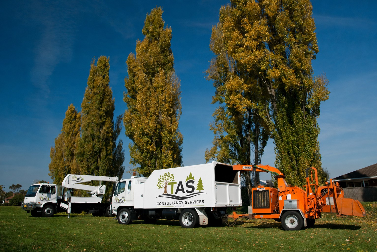 TCS crew on site with vegetation truck and traffic management